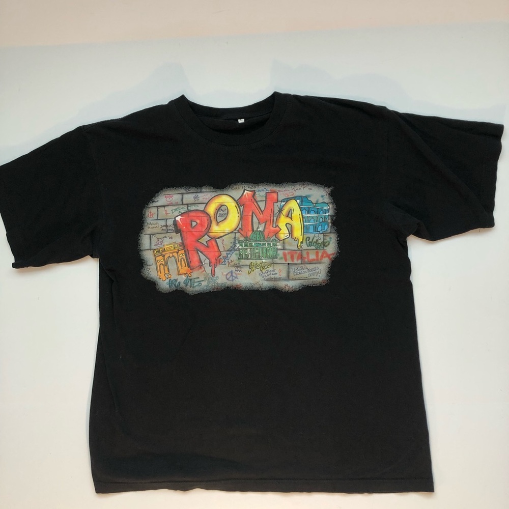 Vintage ROMA Italia graffitti graphic t shirt Sz L